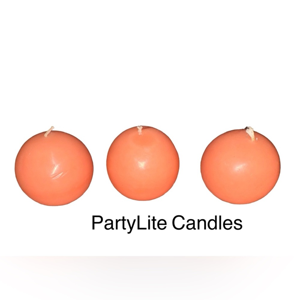 NWOT 3 Party Lite Candles/Round/Pink-Peach Color/Approx 3” Tall/Vintage